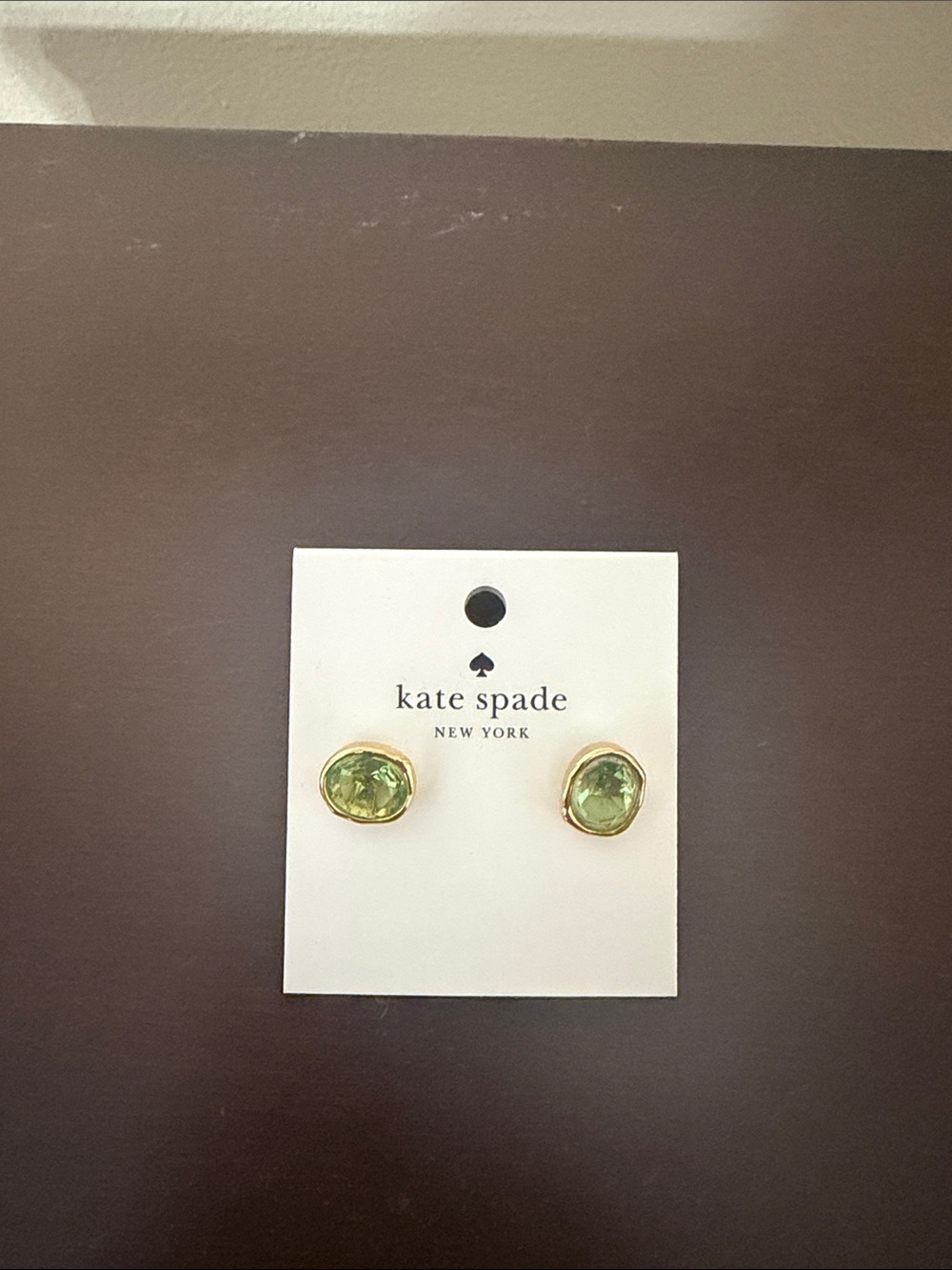 kate spade Green Faceted Stone Gold Trim Stud Earrings